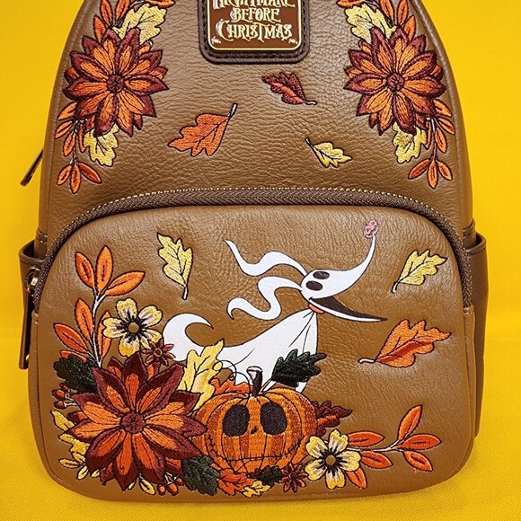 Disney The Nightmare Before Christmas Zero & Fall Pumpkin Head GID Mini Backpack - Picture 2 of 13